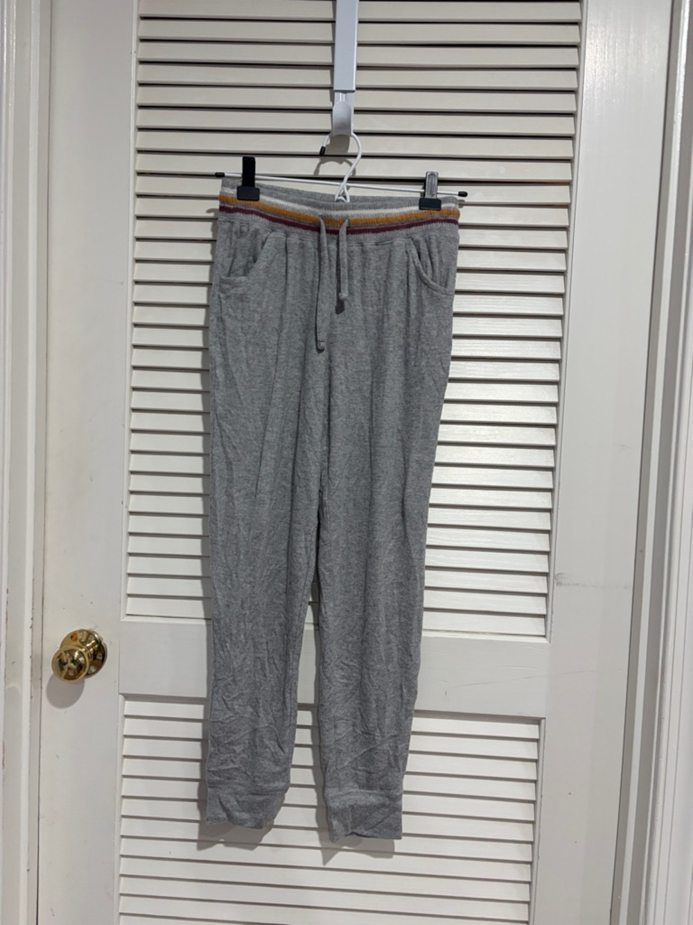 Kids Gray Jogger Sweatpants with Striped Waistband